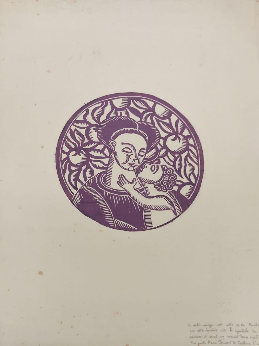 Vierge à l'Enfant ; Vierge bretonne. Premier souffle d'Arvor (titre inscrit), Morin-Jean, 1919