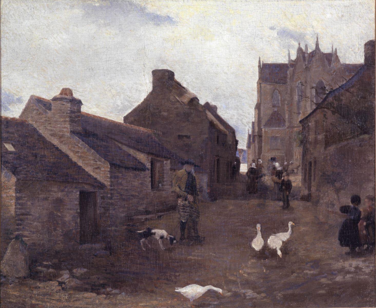 Scène de rue à Châteauneuf-du Faou, Henri Delavallée, 4e quart 19e siècle, 1ère moitié 20e siècle
