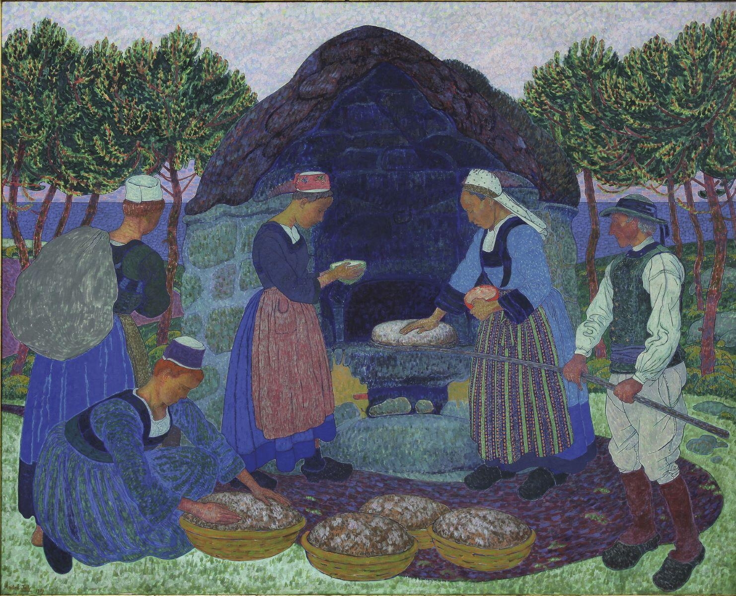 Scène bretonne, le four, André Jolly, 1909