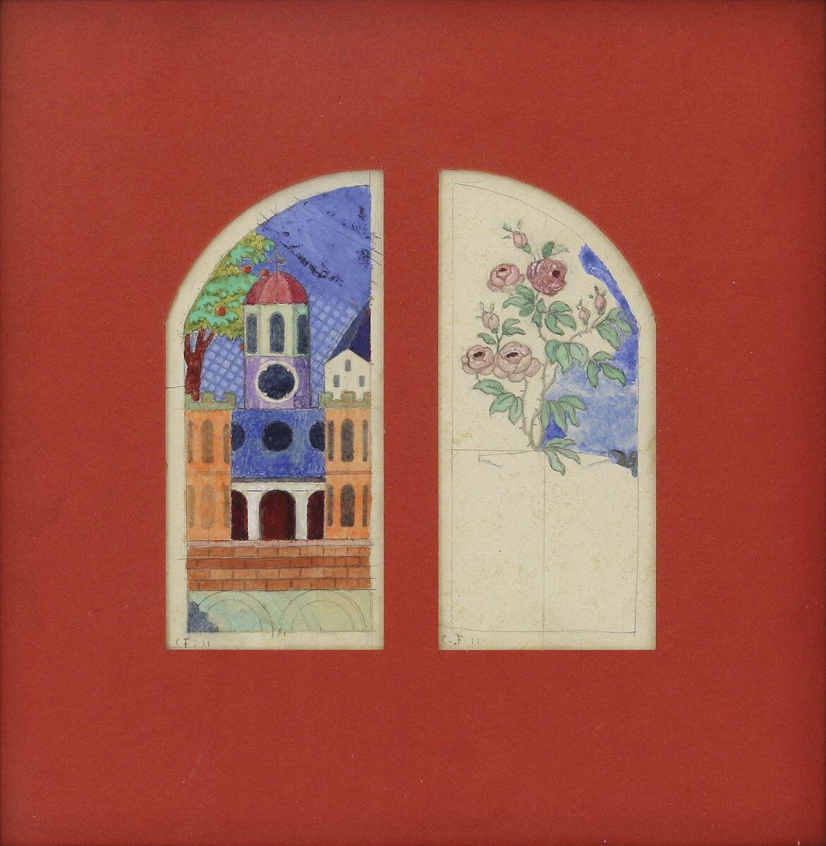 Eglise et rosier, Charles Filiger, 4e quart 19e siècle, 1ère moitié 20e siècle
