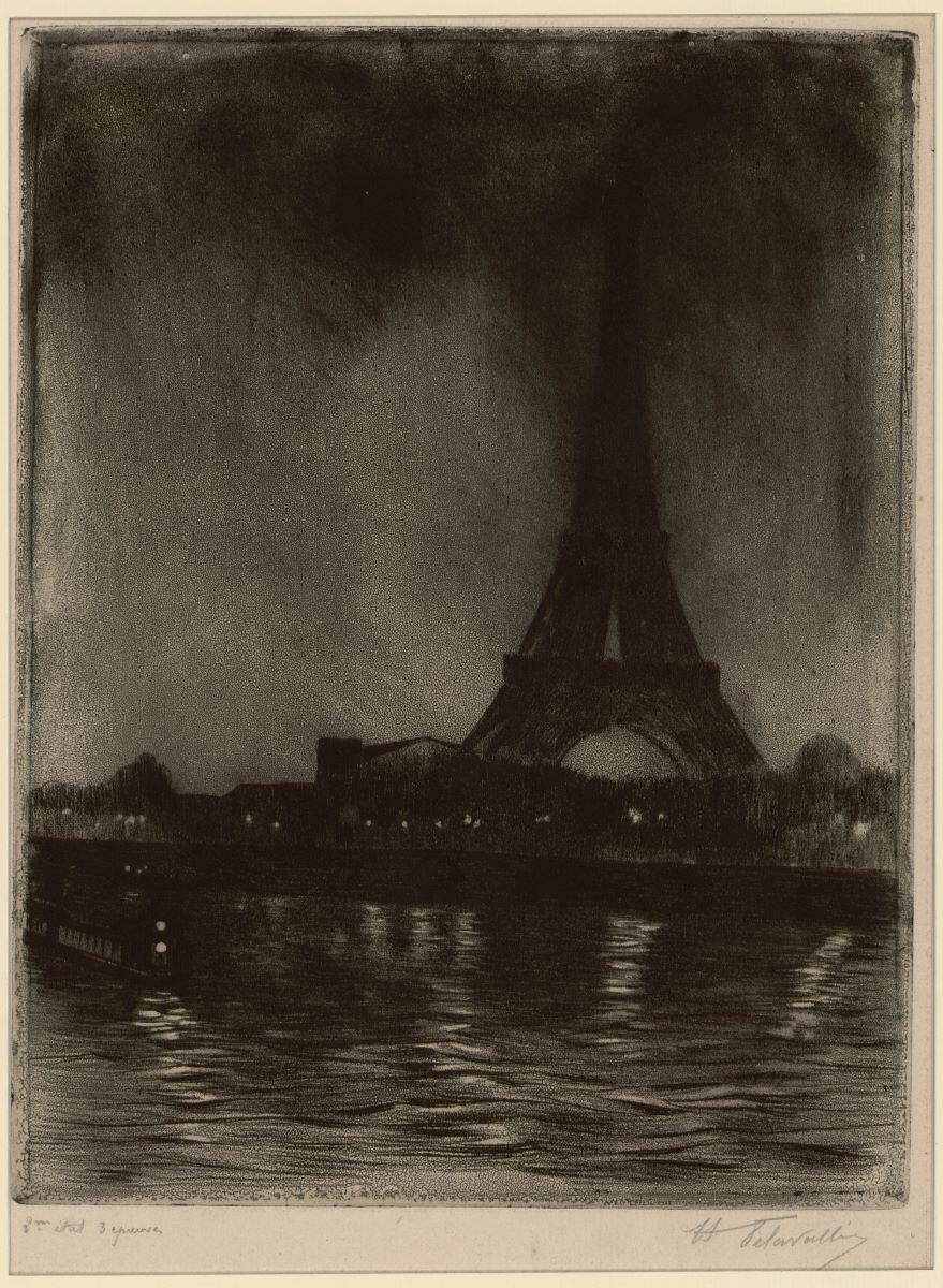 La Tour Eiffel, la nuit, Henri Delavallée, 1892