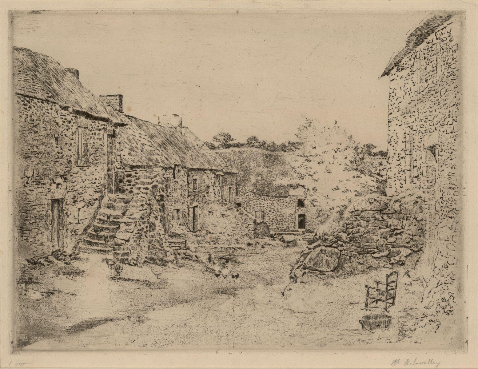 Cour de ferme, Henri Delavallée, 1888
