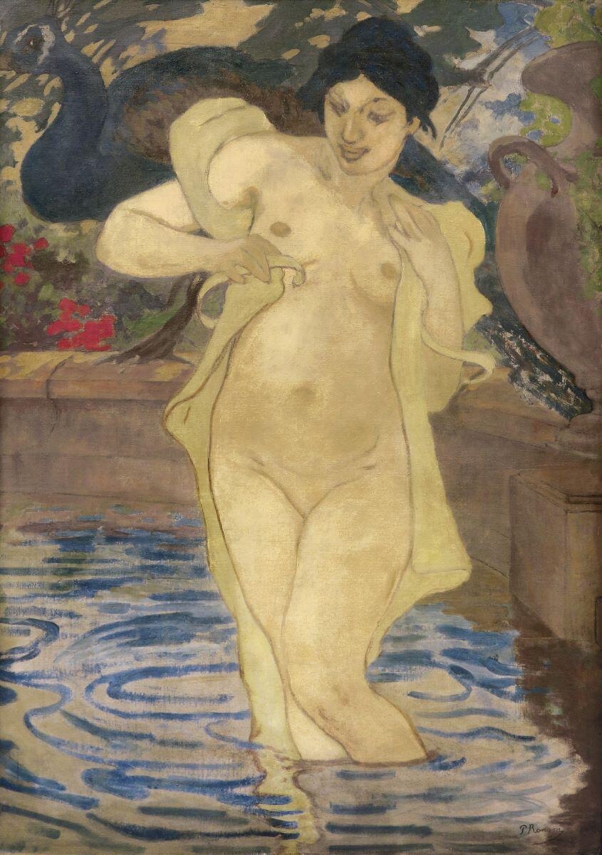 Baigneuse au paon ou Nu au paon ou Nymphe à la fontaine, Paul Ranson, 1898 vers