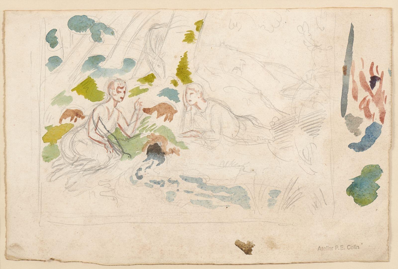 Deux personnages dans un paysage, Paul-Émile Colin, 4e quart 19e siècle, 1ère moitié 20e siècle