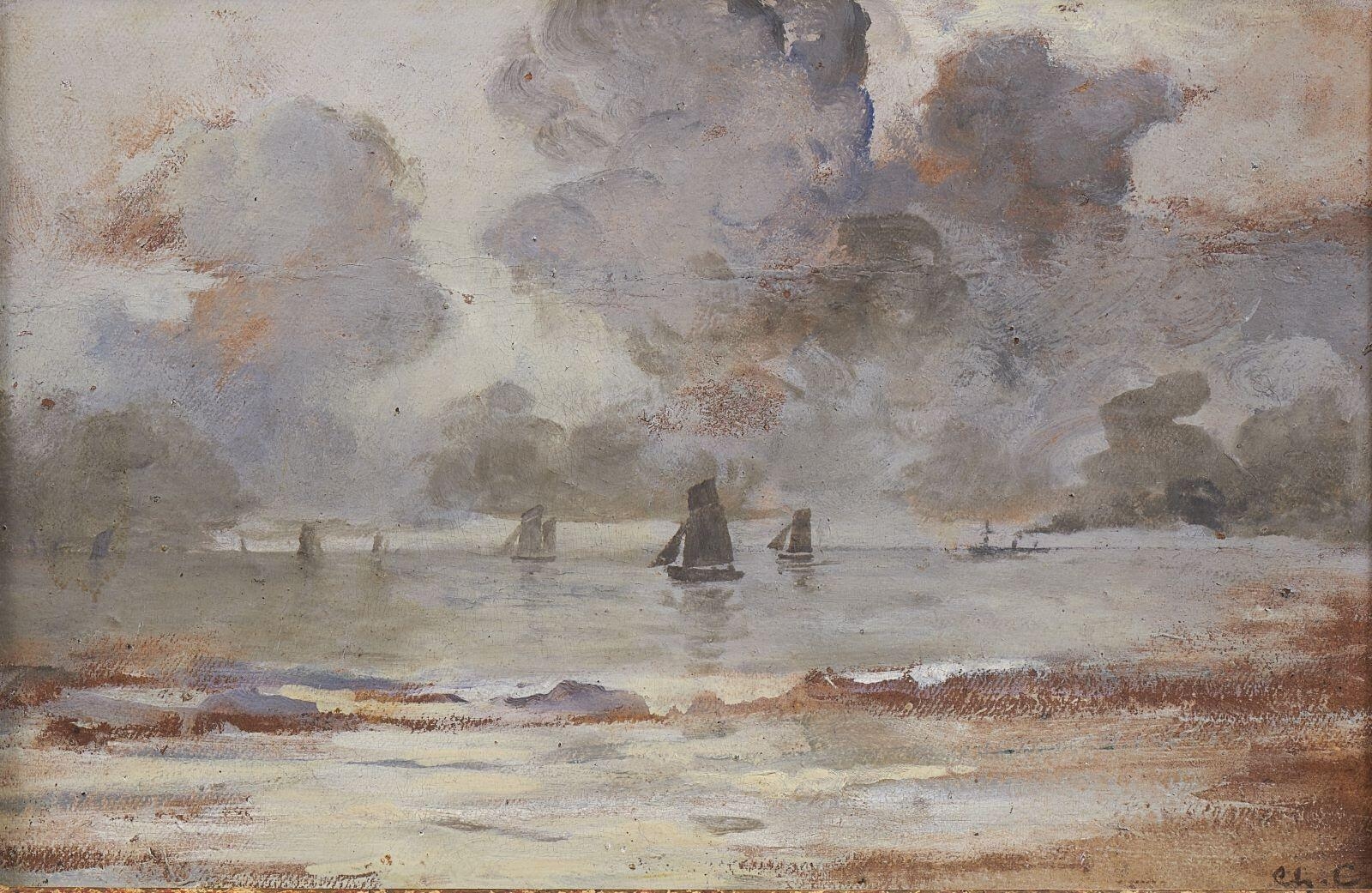Marine aux voiliers, temps calme_0