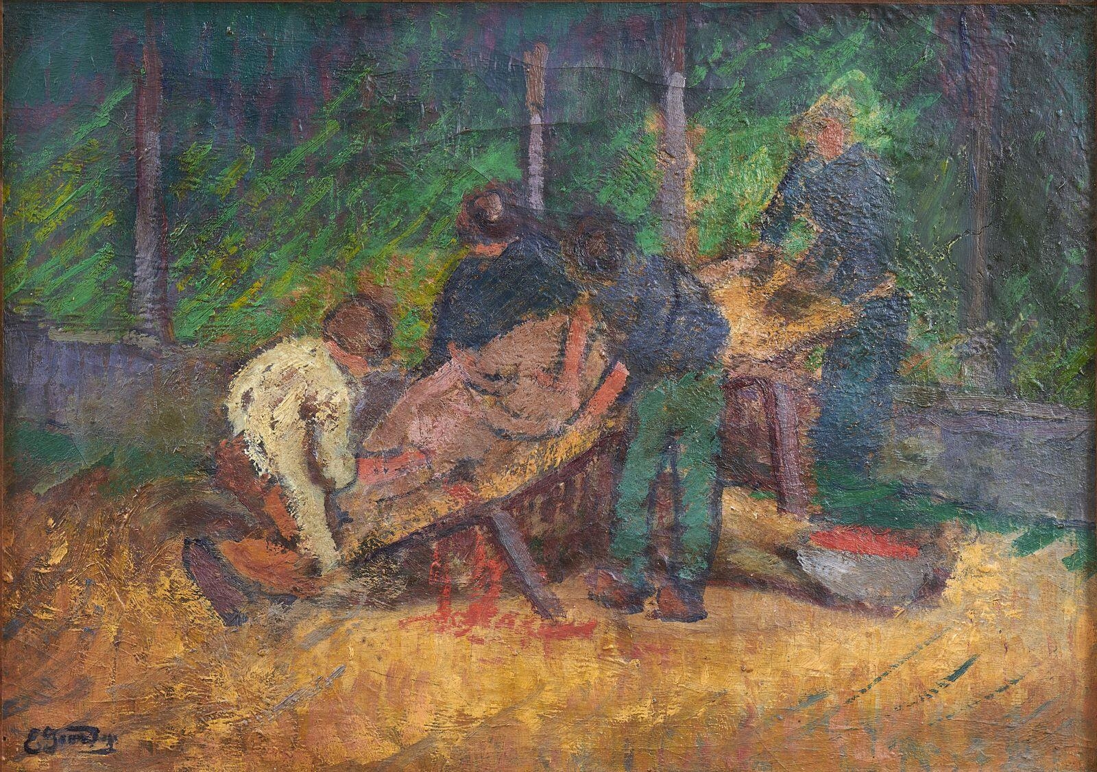 La Saignée du cochon, Émile Jourdan, 4e quart 19e siècle, 1er quart 20e siècle