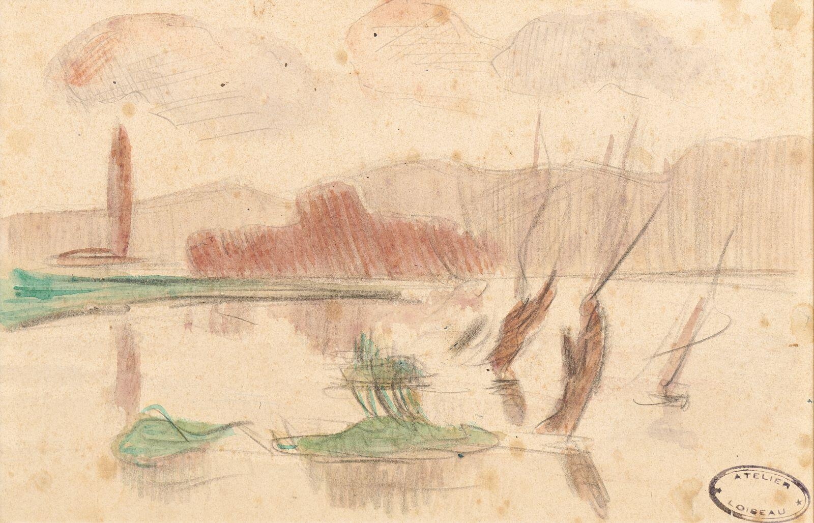 Paysage au lac, Gustave Loiseau, 4e quart 19e siècle, 1er quart 20e siècle