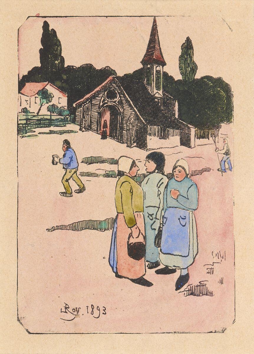 Paysannes devant l'église, Louis Roy, 1893