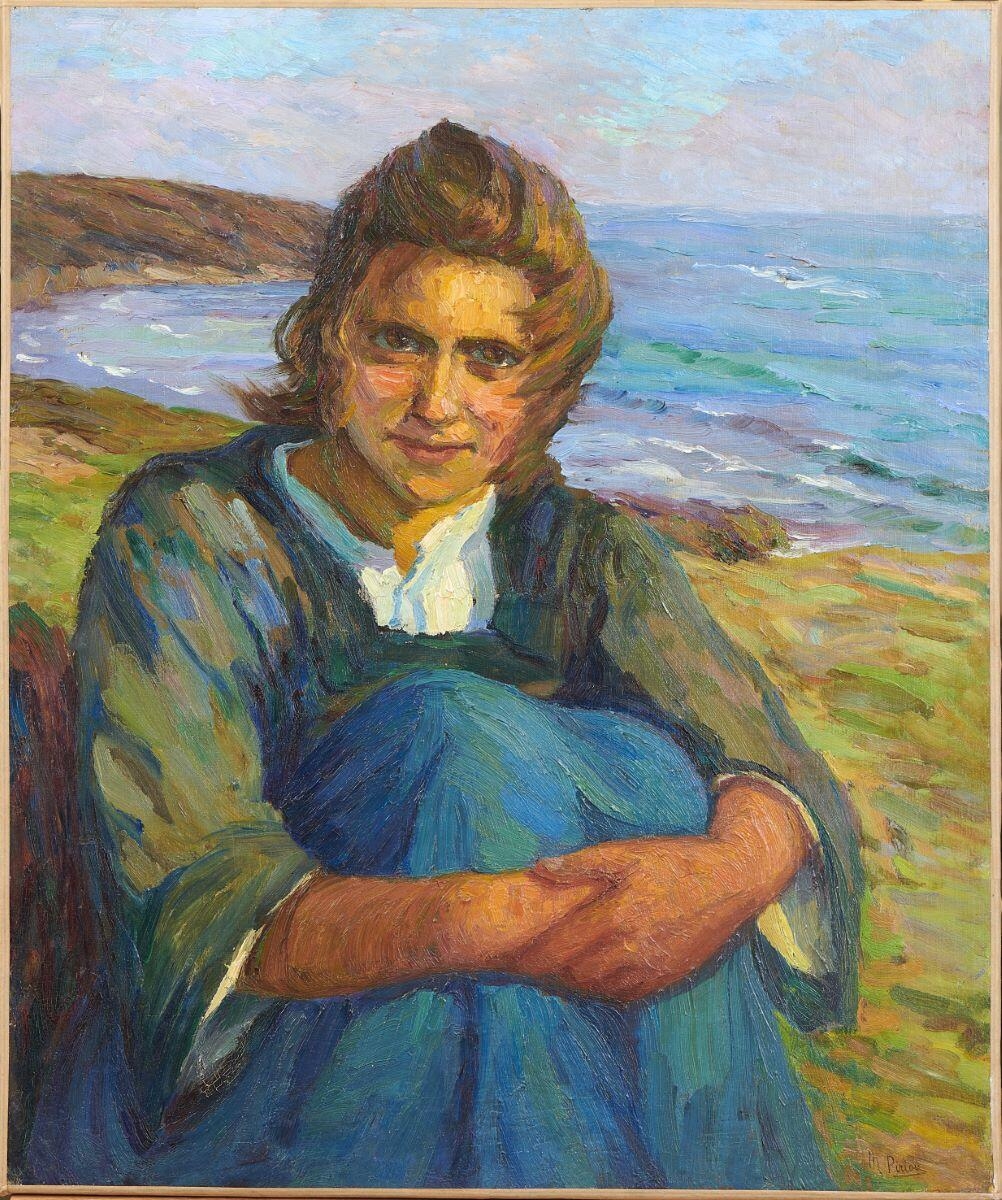 Jeune fille de Raguénès au soleil couchant, Mary Piriou-Bazin, 1908 vers