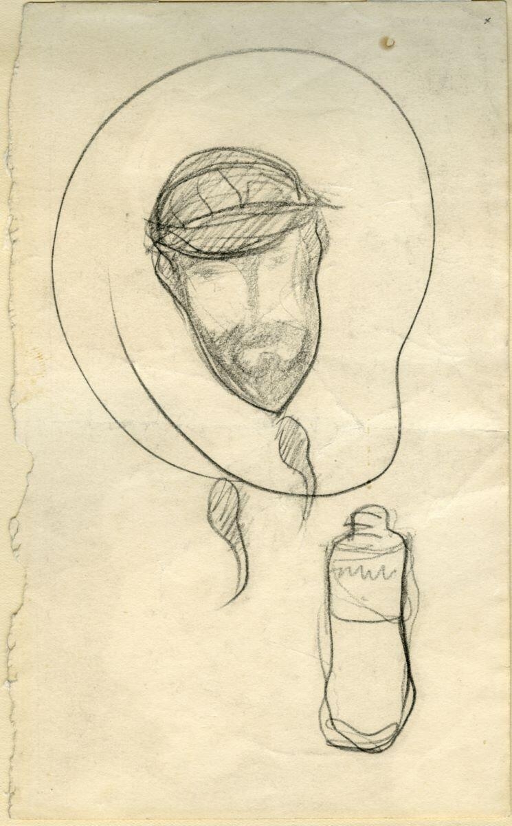 Caricature de Forbes-Robertson avec une bouteille, Арман Сеген, 1892