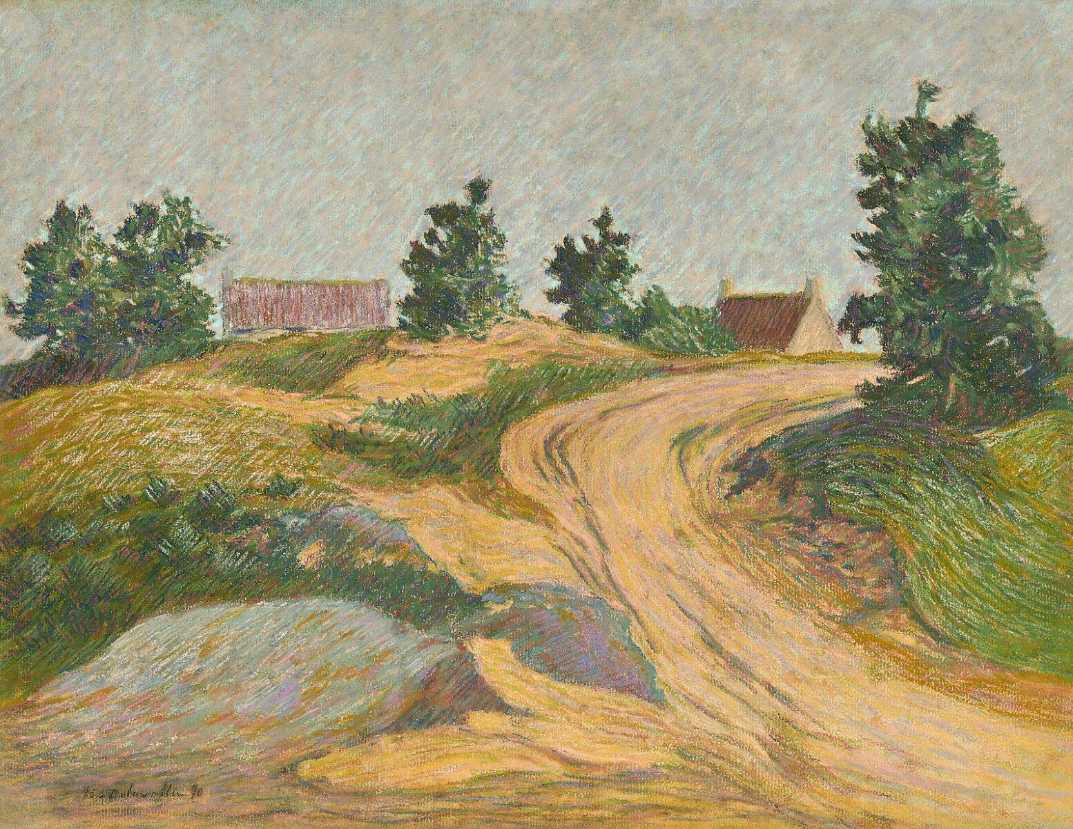 Chemin menant au village, Bretagne, Henri Delavallée, 1890