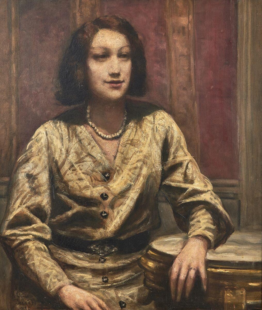 Portrait de femme en buste au collier de perles ou Portrait de Rina — Bernard, Emile