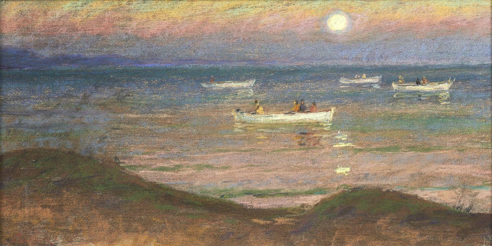 Canotiers au coucher du soleil_0
