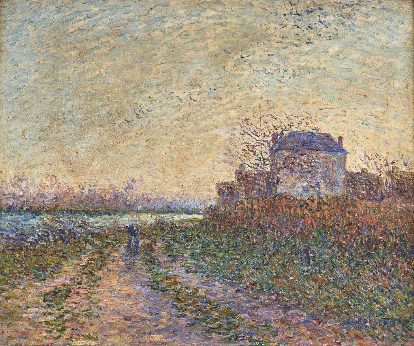Berges de la Seine et maison à Tournedos, Gustave Loiseau, 1ère moitié 20e siècle
