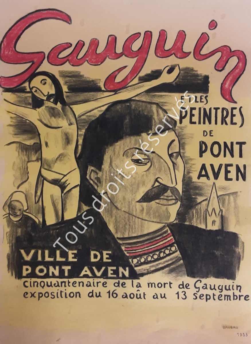 Projet d'affiche pour l'exposition du cinquantenaire de la mort de Gauguin "Gauguin et les peintres de Pont-Aven", Fernand Daucho, 1953