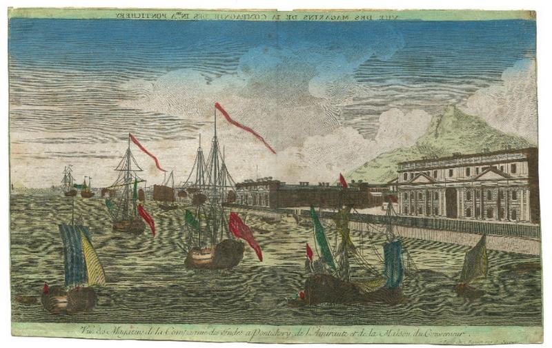 Vue des Magasins de la Compagnie des Indes à Pontichéry, de l'Amirauté et de la Maison du Gouverneur_0