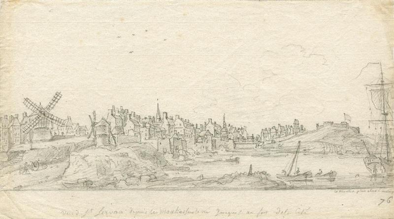 Vue de St-Servan depuis les moulins sur le Né (...), Louis-François Cassas, 1776