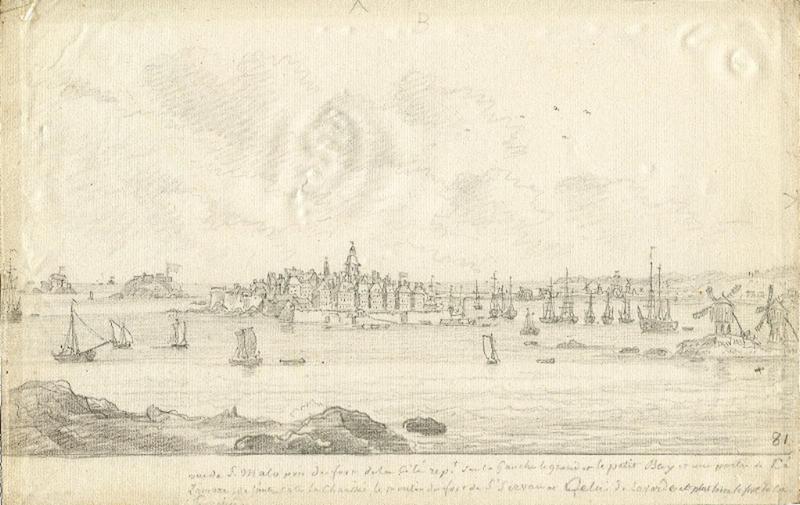 Vue de St-Malo prise du fort de la Cité (...), Louis-François Cassas, 1776 achevé en