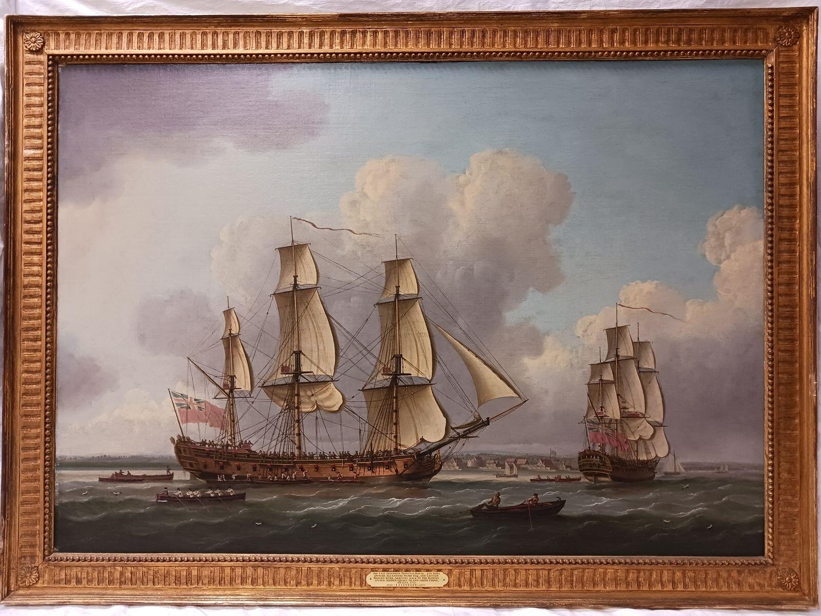 L'East Indiamen Princess Royal à Downs lors de son voyage inaugural vers la Chine, le 9 juillet 1771, John Cleveley, 1771
