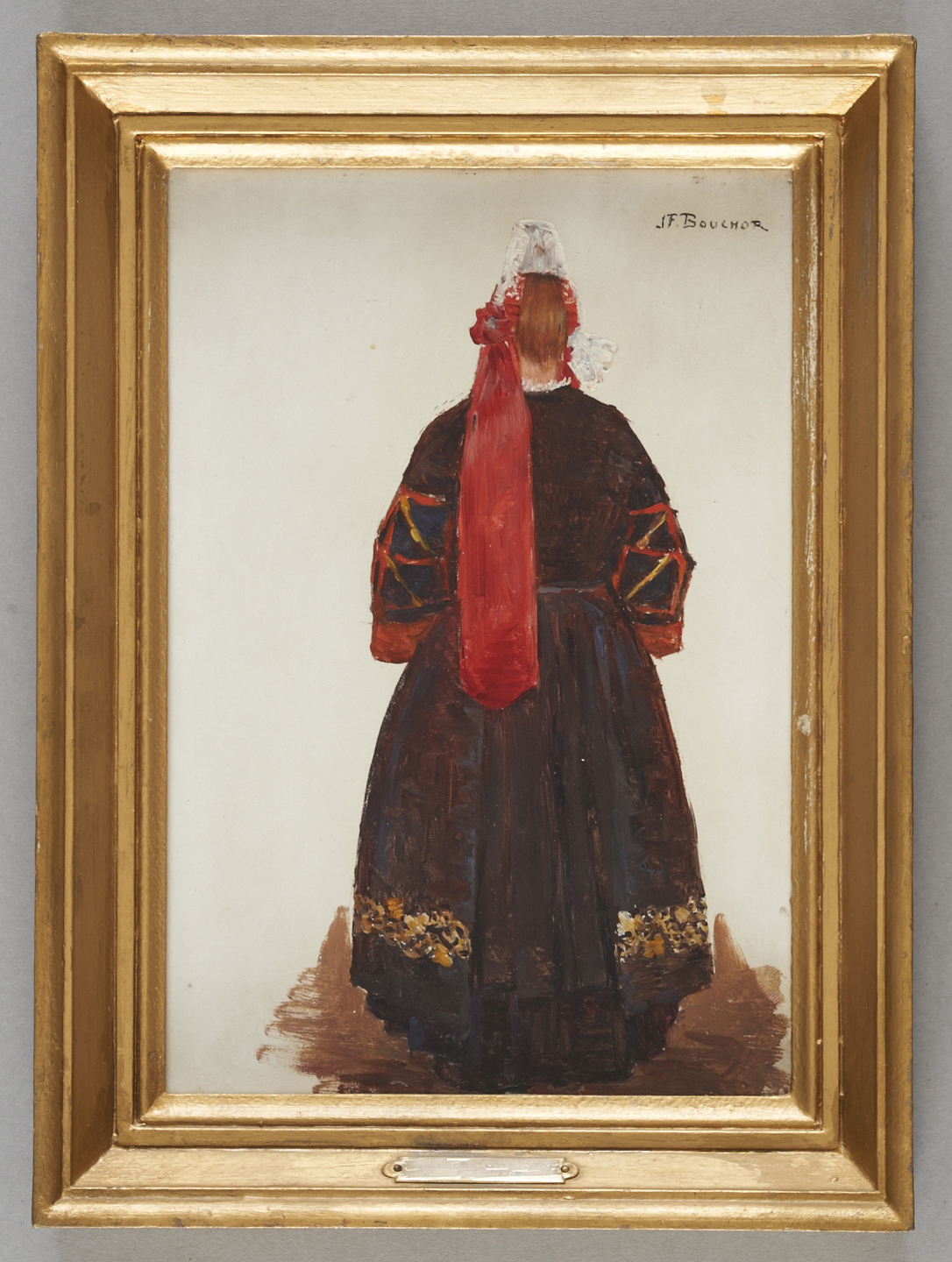 Fille de Pont-l'Abbé (vue de dos), Joseph-Félix Bouchor, 4e quart 19e siècle, 1ère moitié 20e siècle