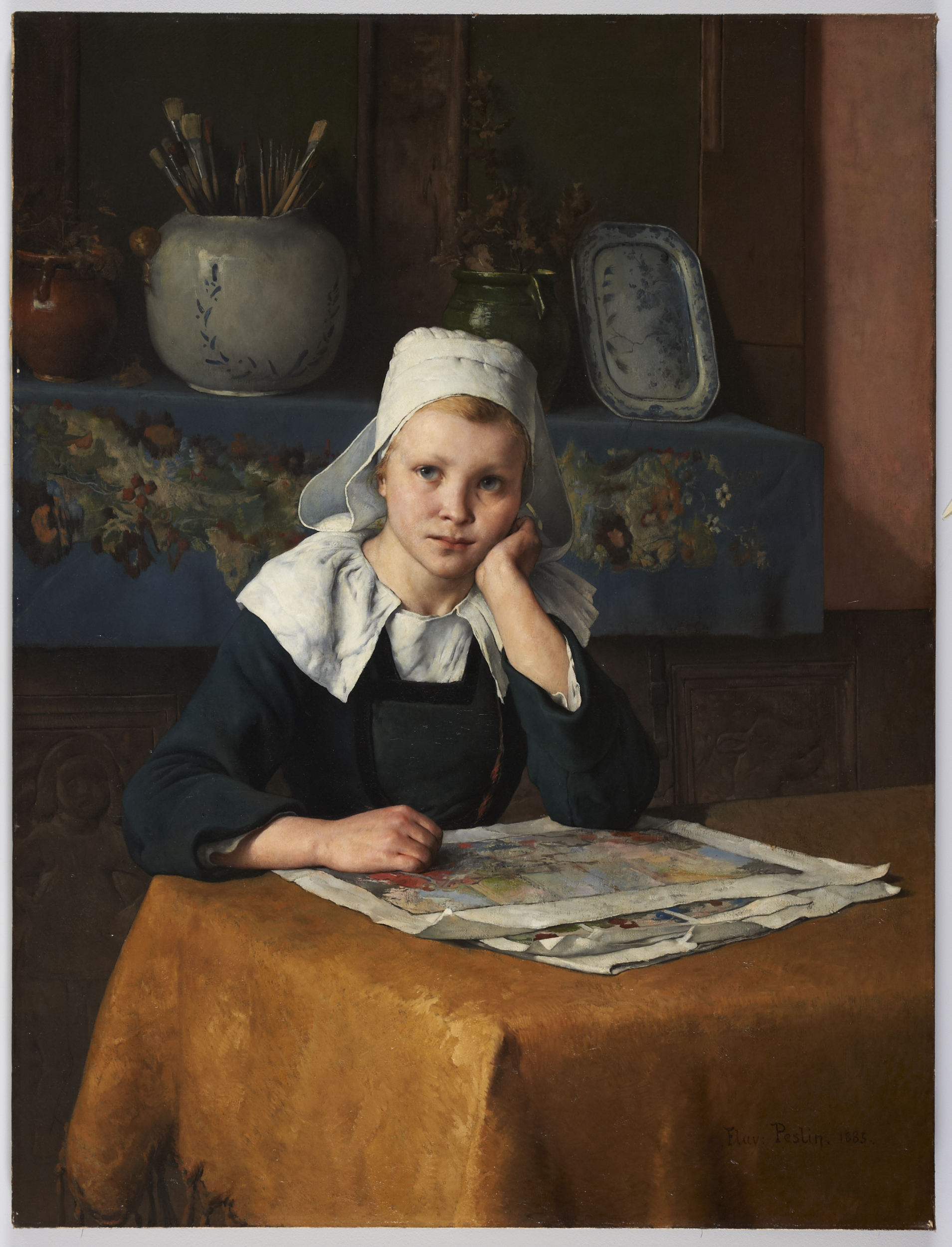 Jeune bretonne, Flavien-Louis Peslin, 1885