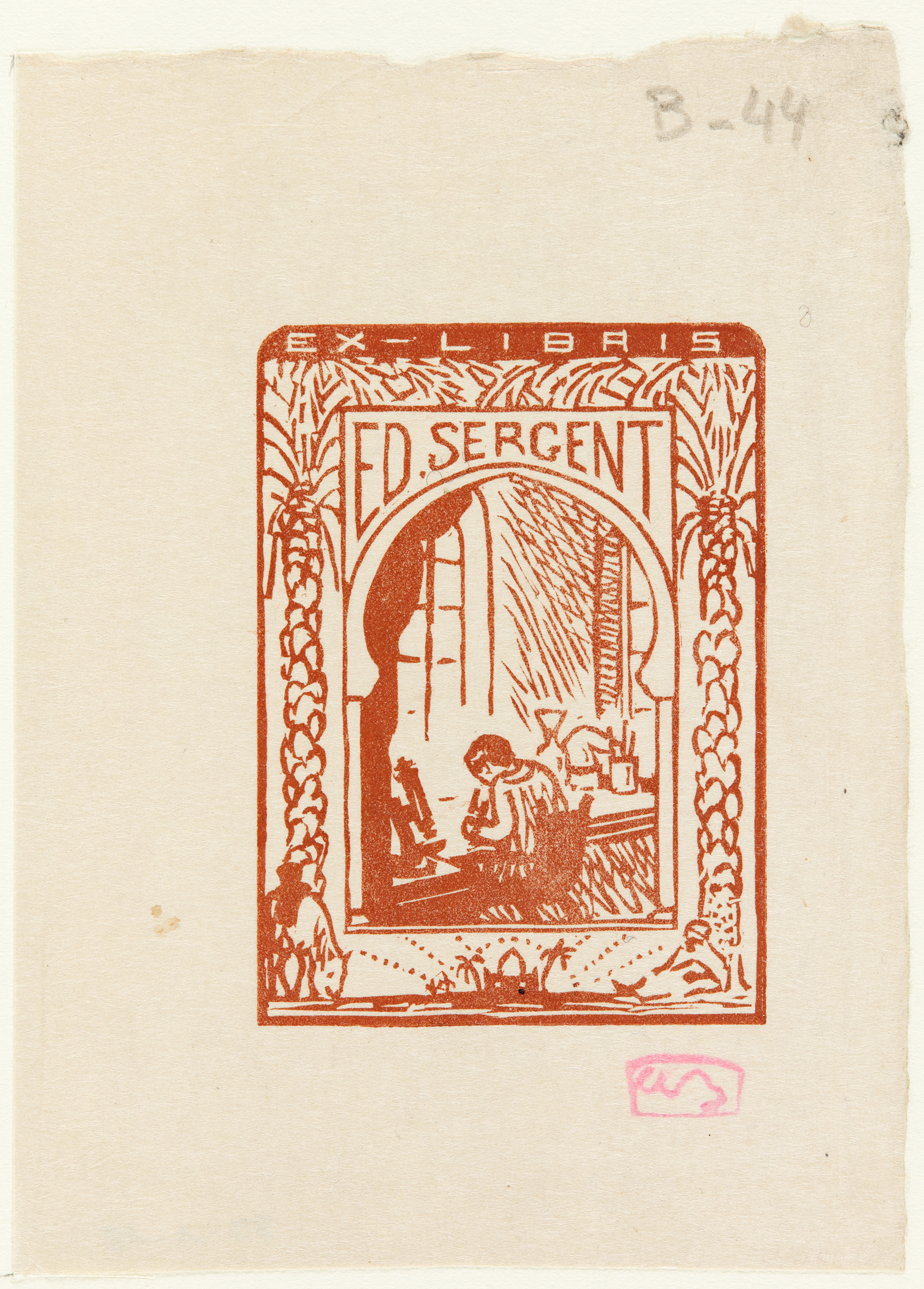 Ex-Libris "Ex. Sergent", Adolphe Beaufrère, 20e siècle