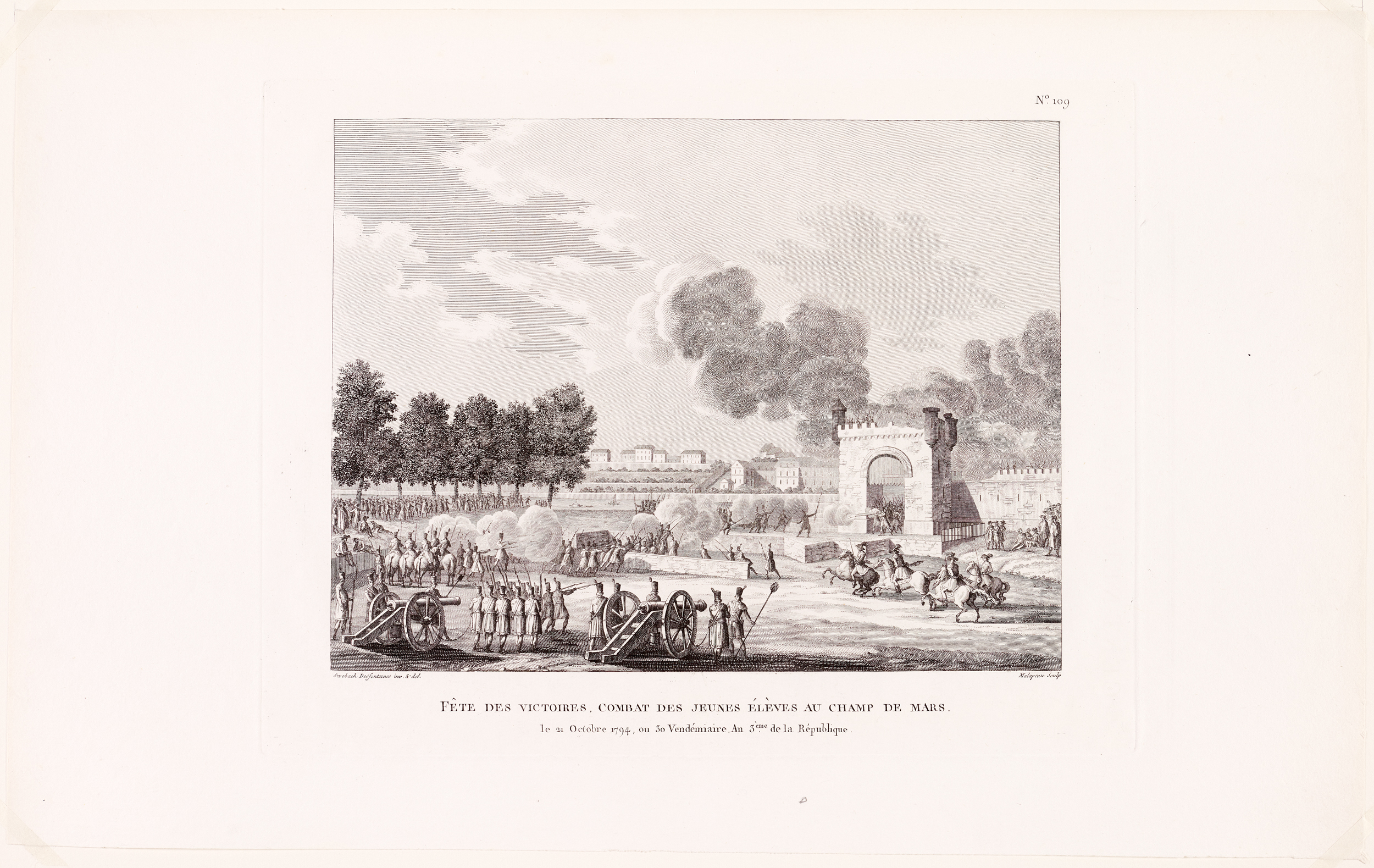 Fête des victoires, combat des jeunes élèves au Champ de Mars, Claude-Nicolas Malapeau