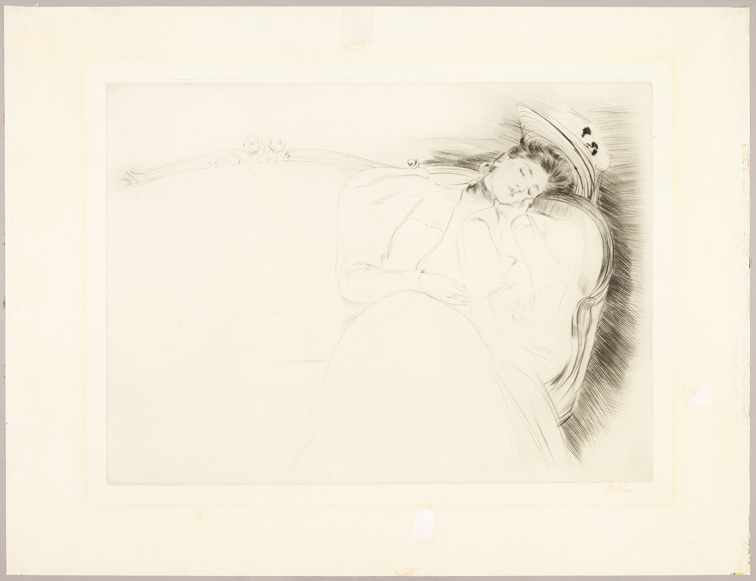 Jeune femme endormie sur un canapé, Paul-César Helleu, 4e quart 19e siècle, 1er quart 20e siècle
