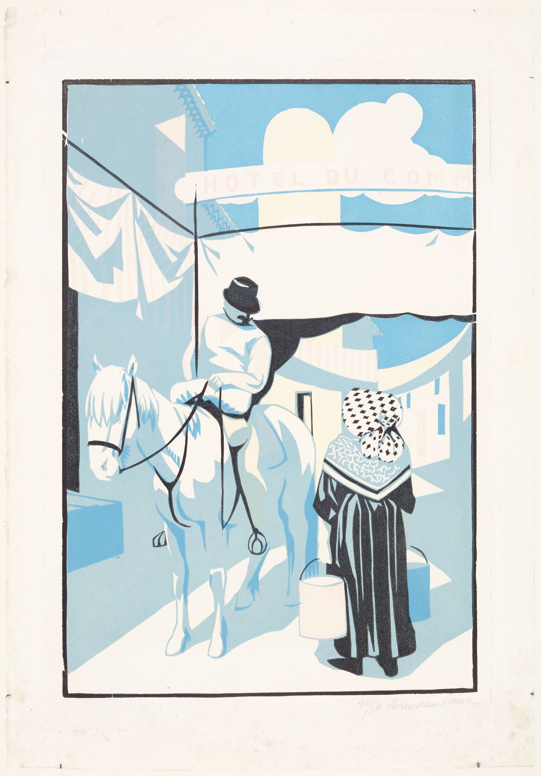 La grande rue aux Saintes-Maries, René Georges Hermann-Paul, 1ère moitié 20e siècle