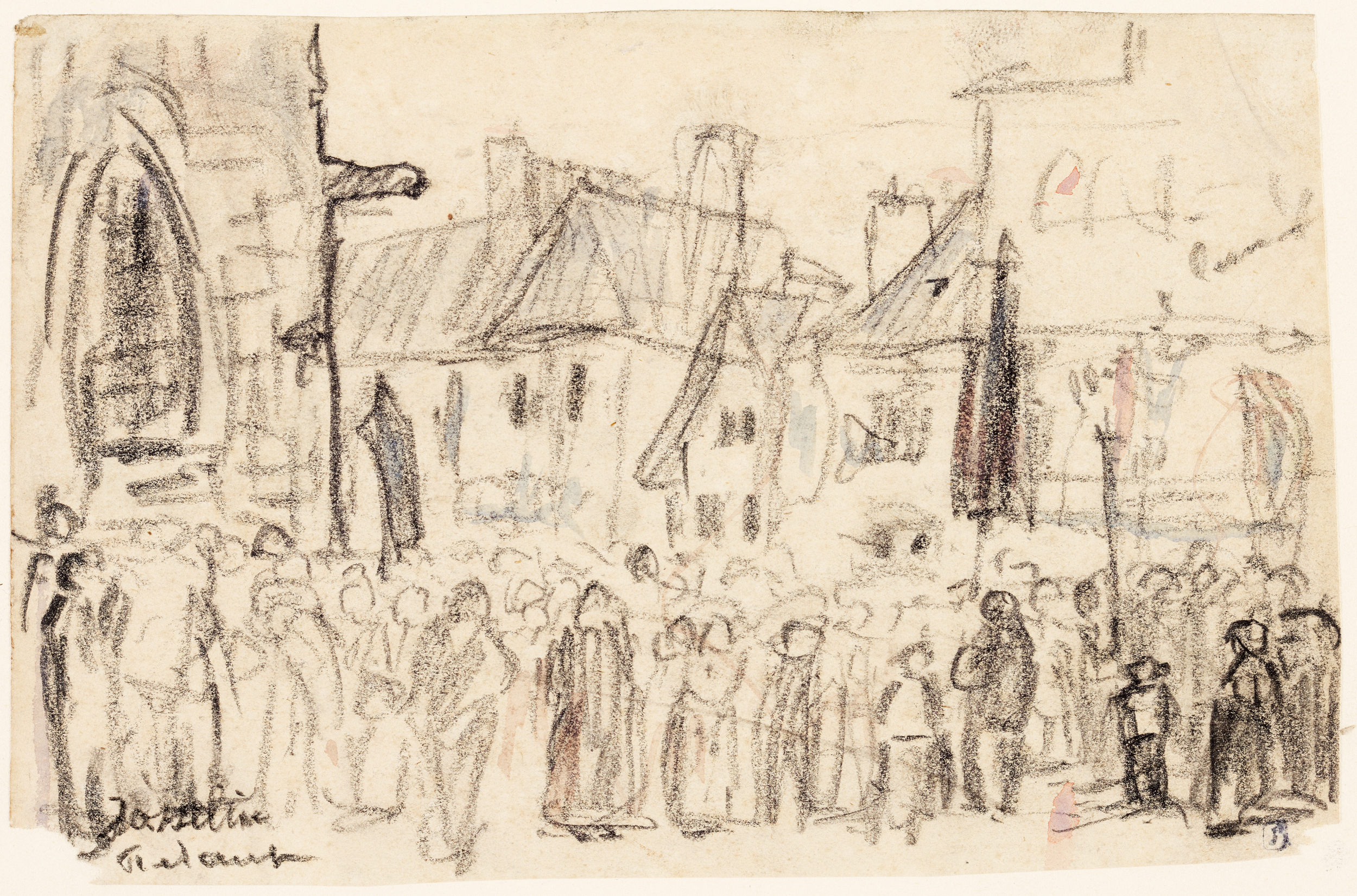 Josselin ; Procession à Josselin (titre factice), Jean Frélaut, 1ère moitié 20e siècle