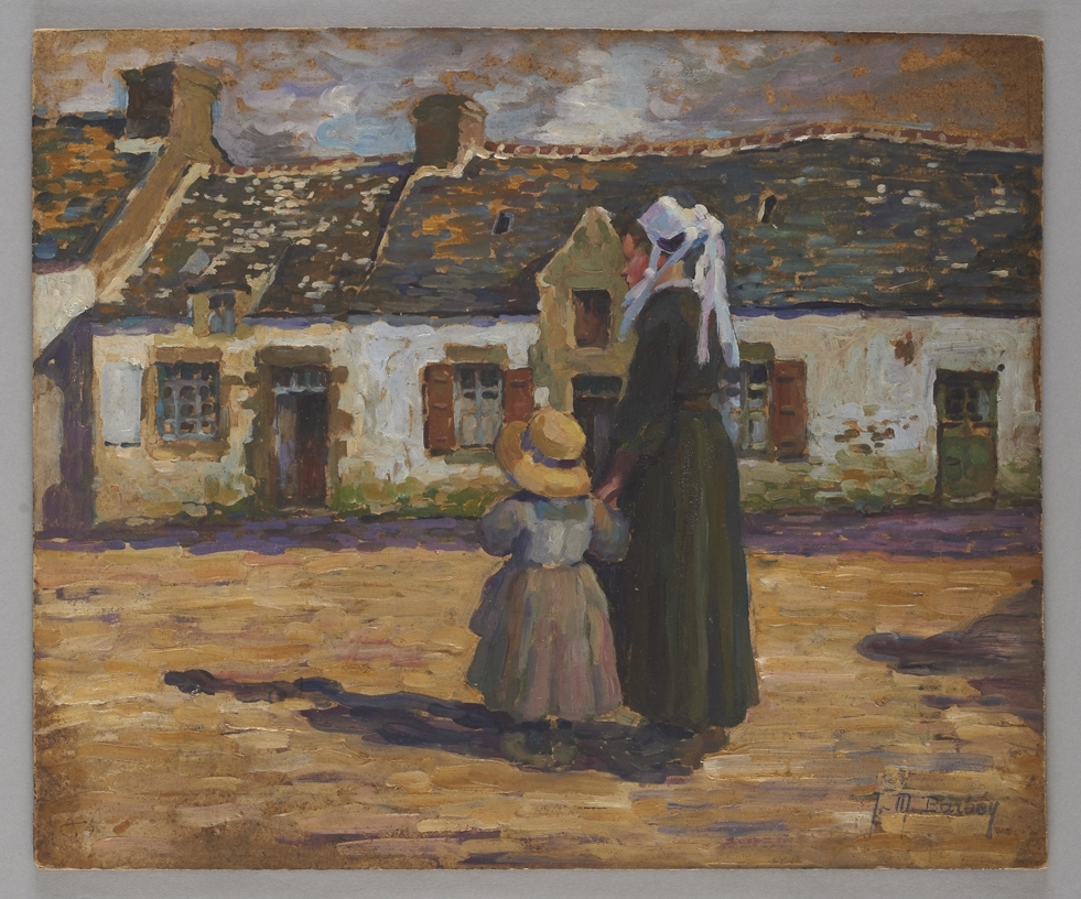 Les vieilles maisons - femme et fillette, Jeanne-Marie Barbey, 1ère moitié 20e siècle