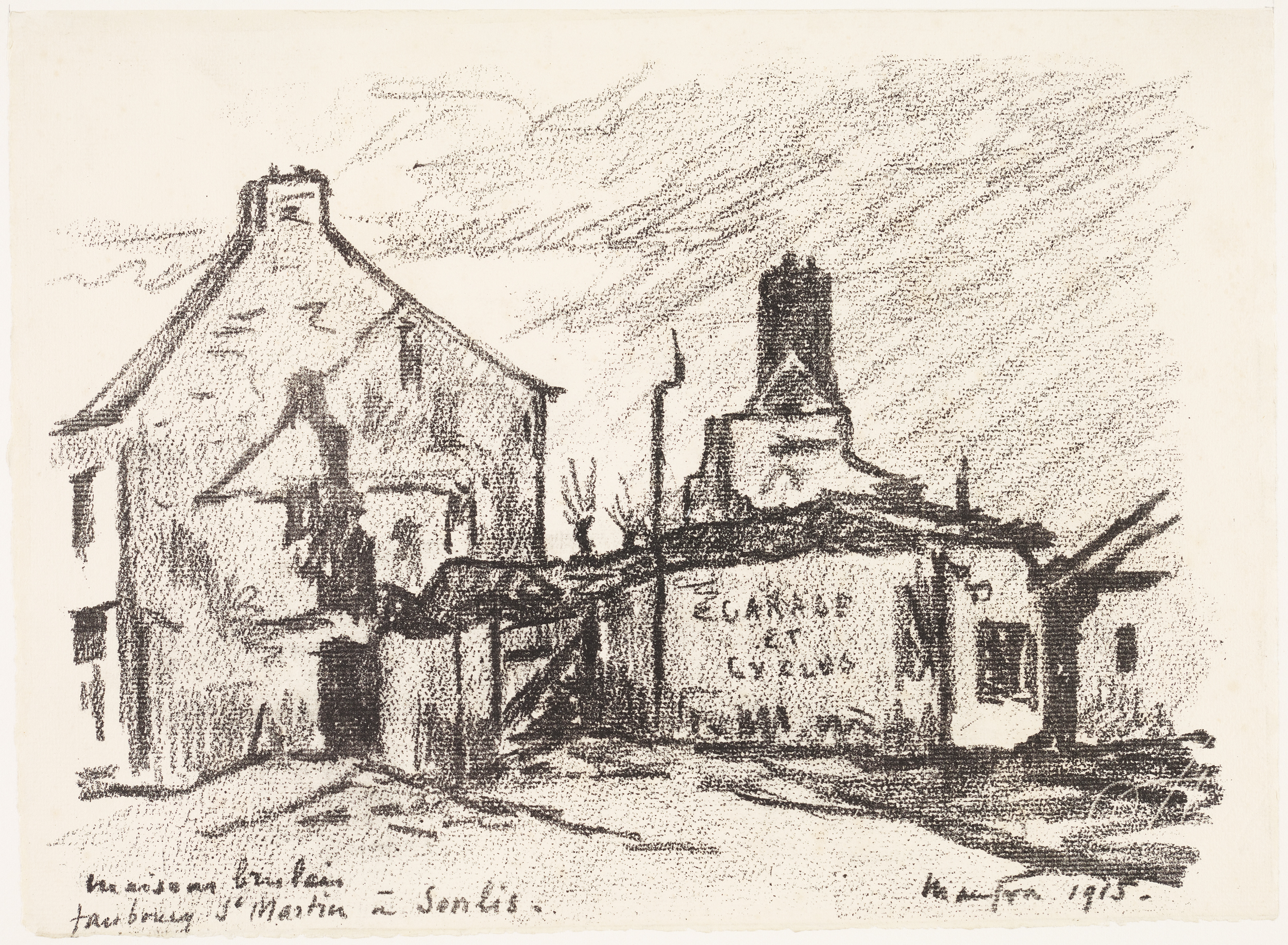 Maisons brûlées - faubourg Saint-Martin senlis, Maxime Maufra, 1915