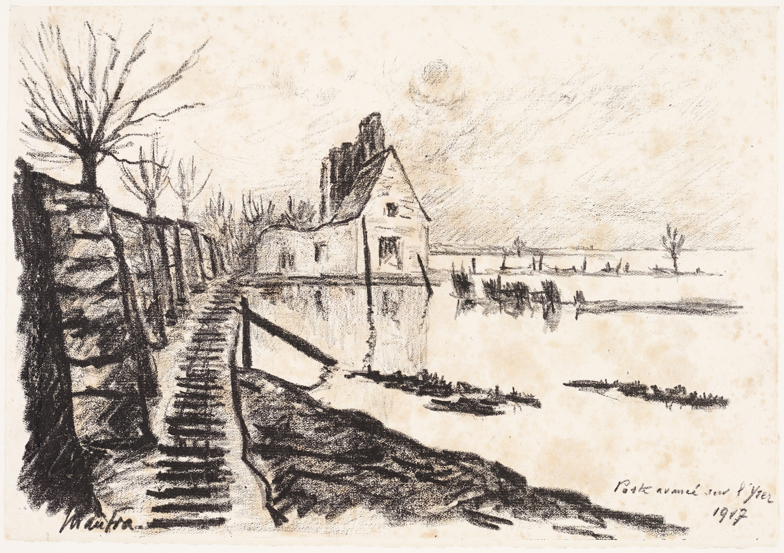 Poste avancé sur l'Yser, Maxime Maufra, 1917