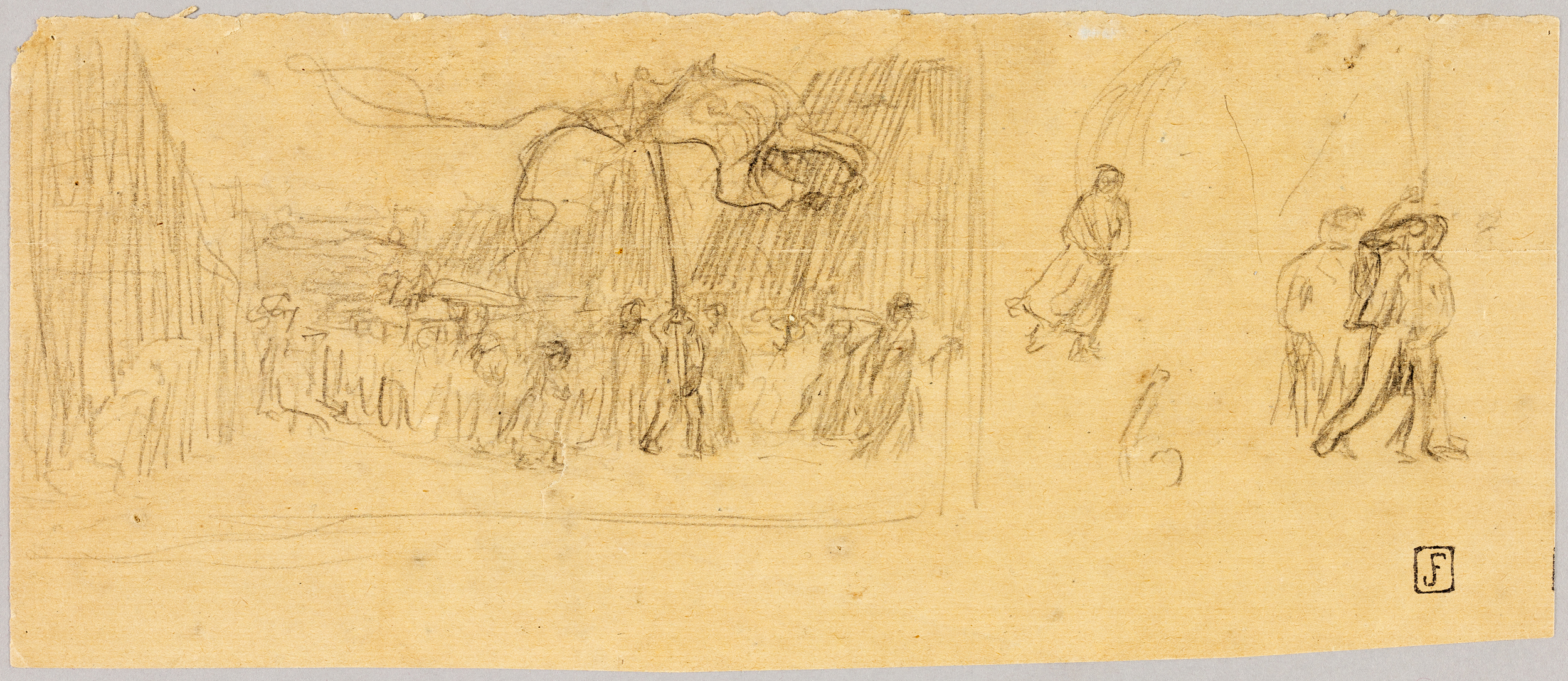 La procession (étude préparatoire) (titre factice), Jean Frélaut, 1ère moitié 20e siècle