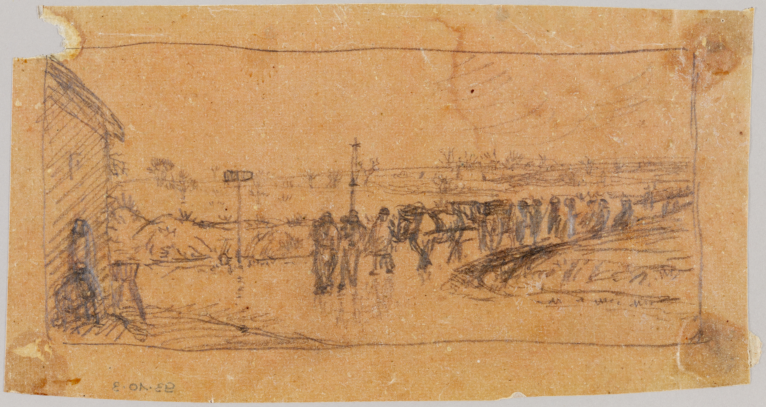 L'enterrement (dessin préparatoire) (titre factice), Jean Frélaut, 1ère moitié 20e siècle