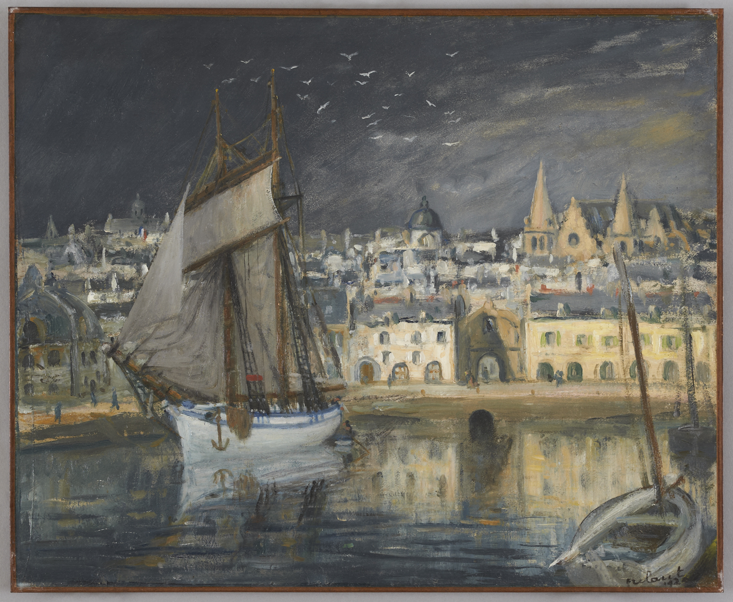 Le port de Vannes avec la goélette blanche, Jean Frélaut, 1925