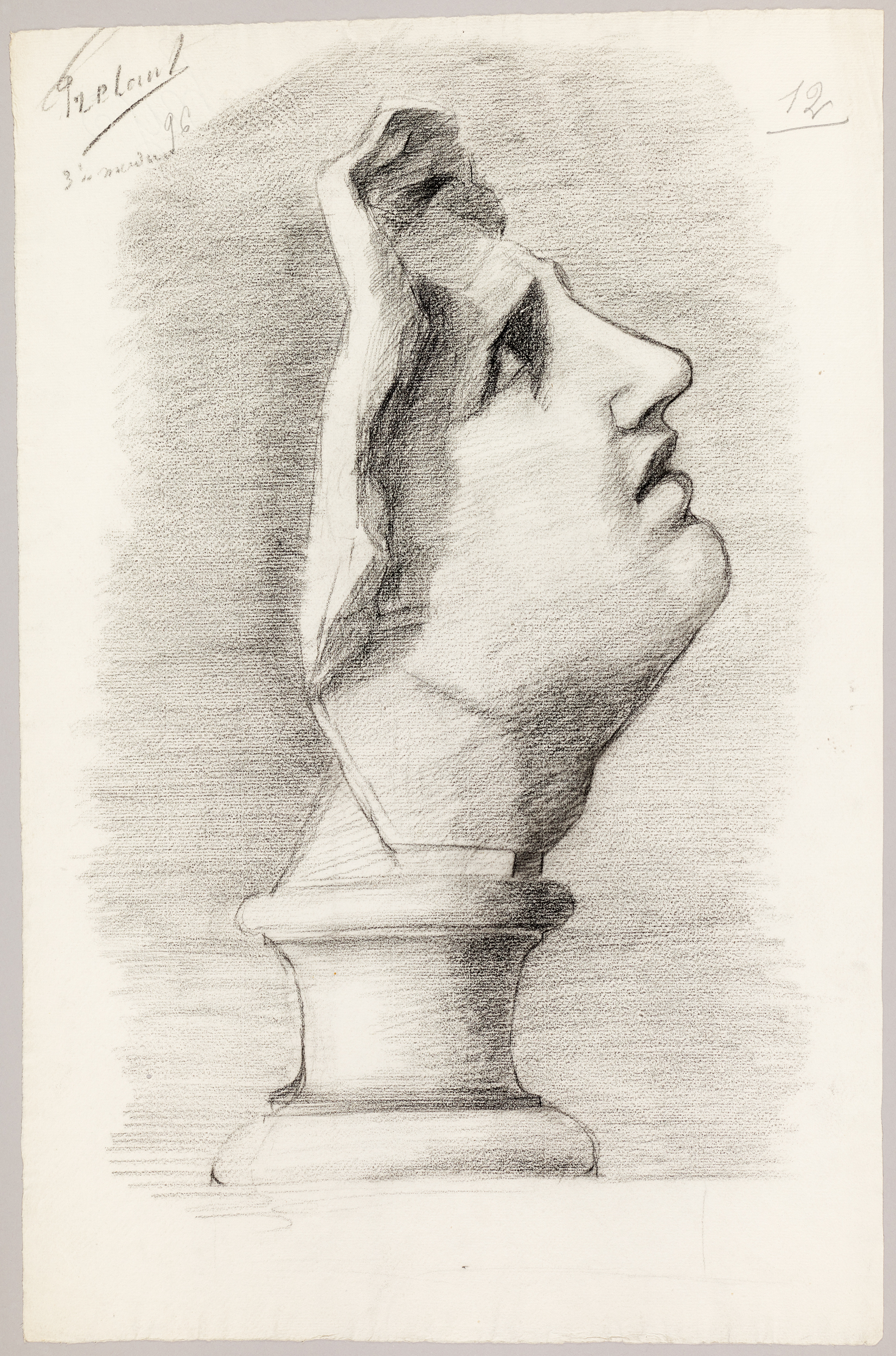 Étude de buste de profil (titre factice), Jean Frélaut, 1896