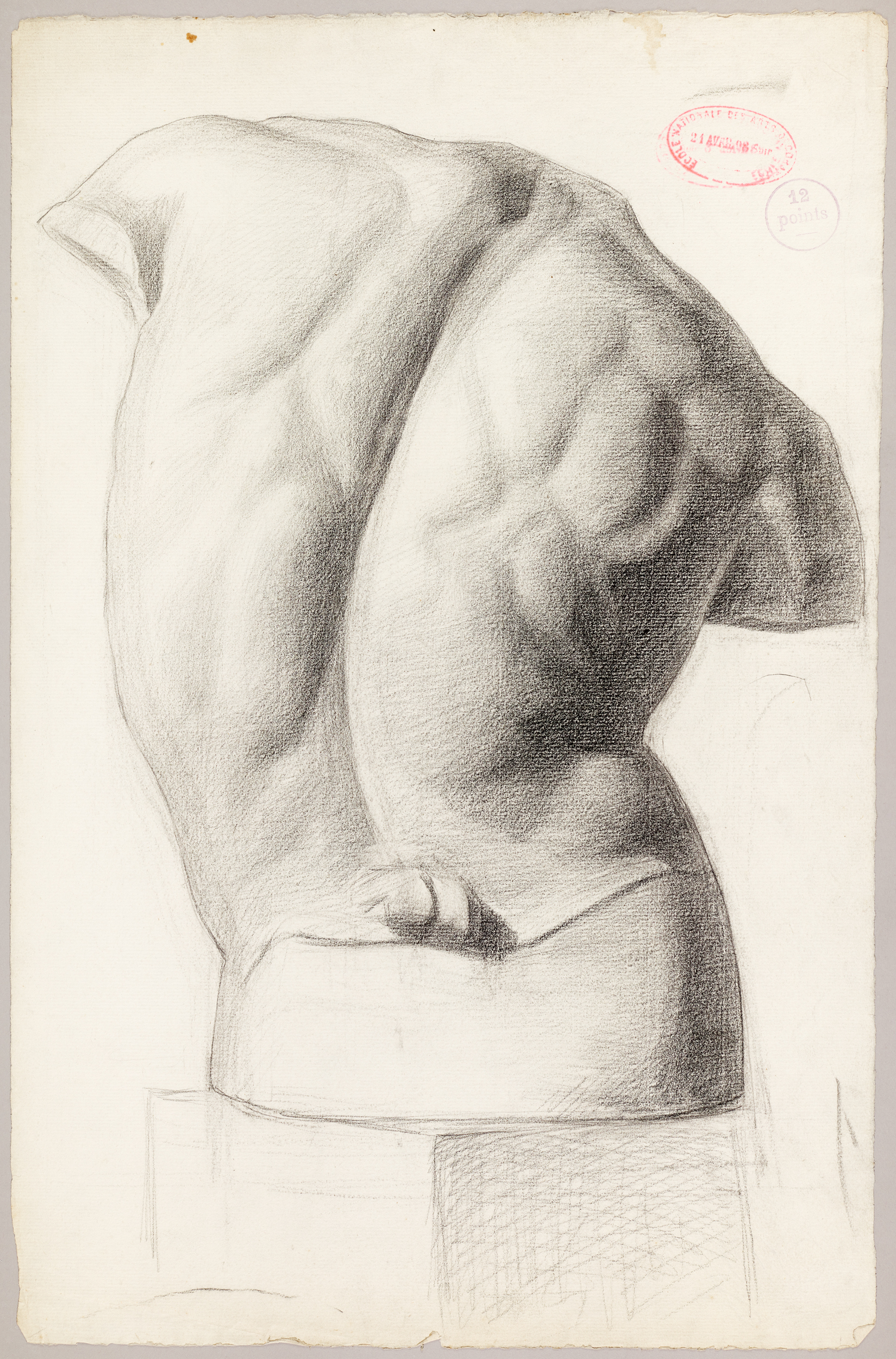 Étude de buste de dos (titre factice), Jean Frélaut, 1898