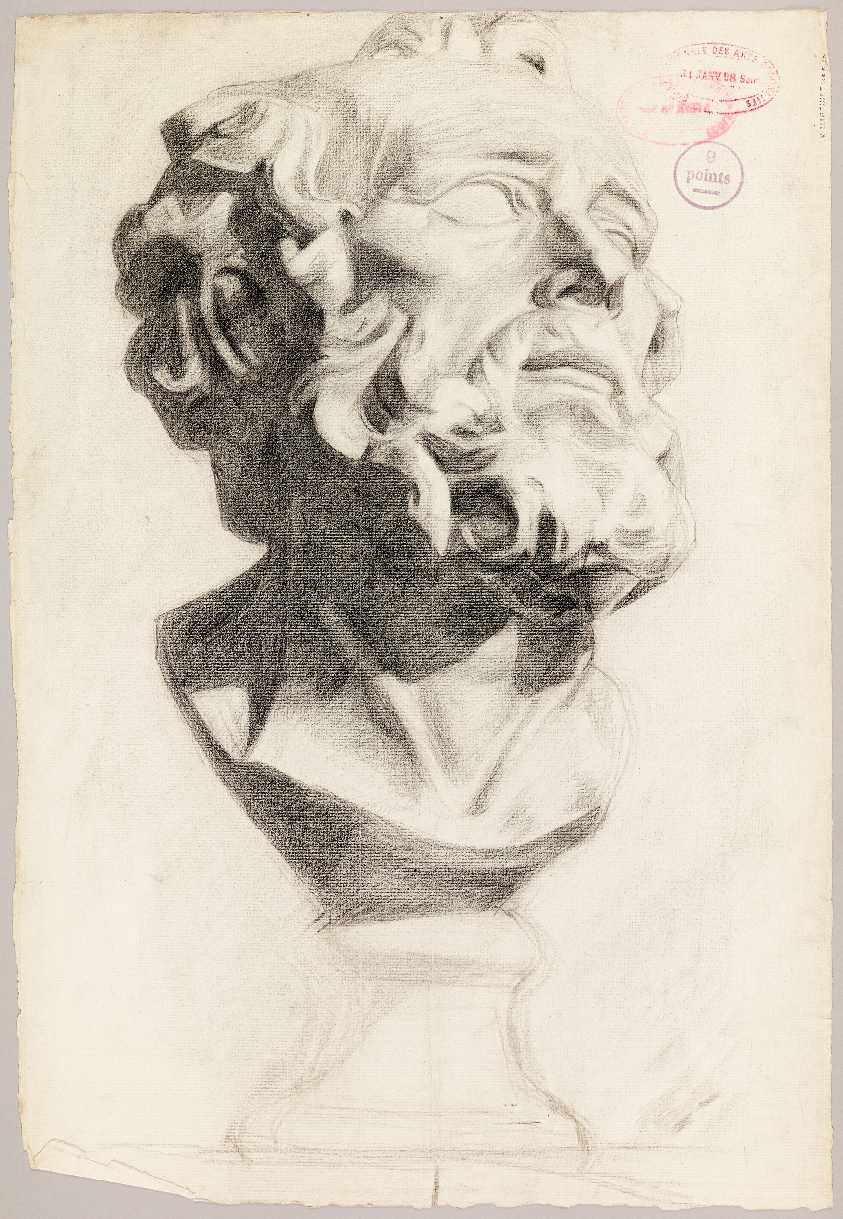 Étude de buste de trois-quart face (titre factice), Jean Frélaut, 1898