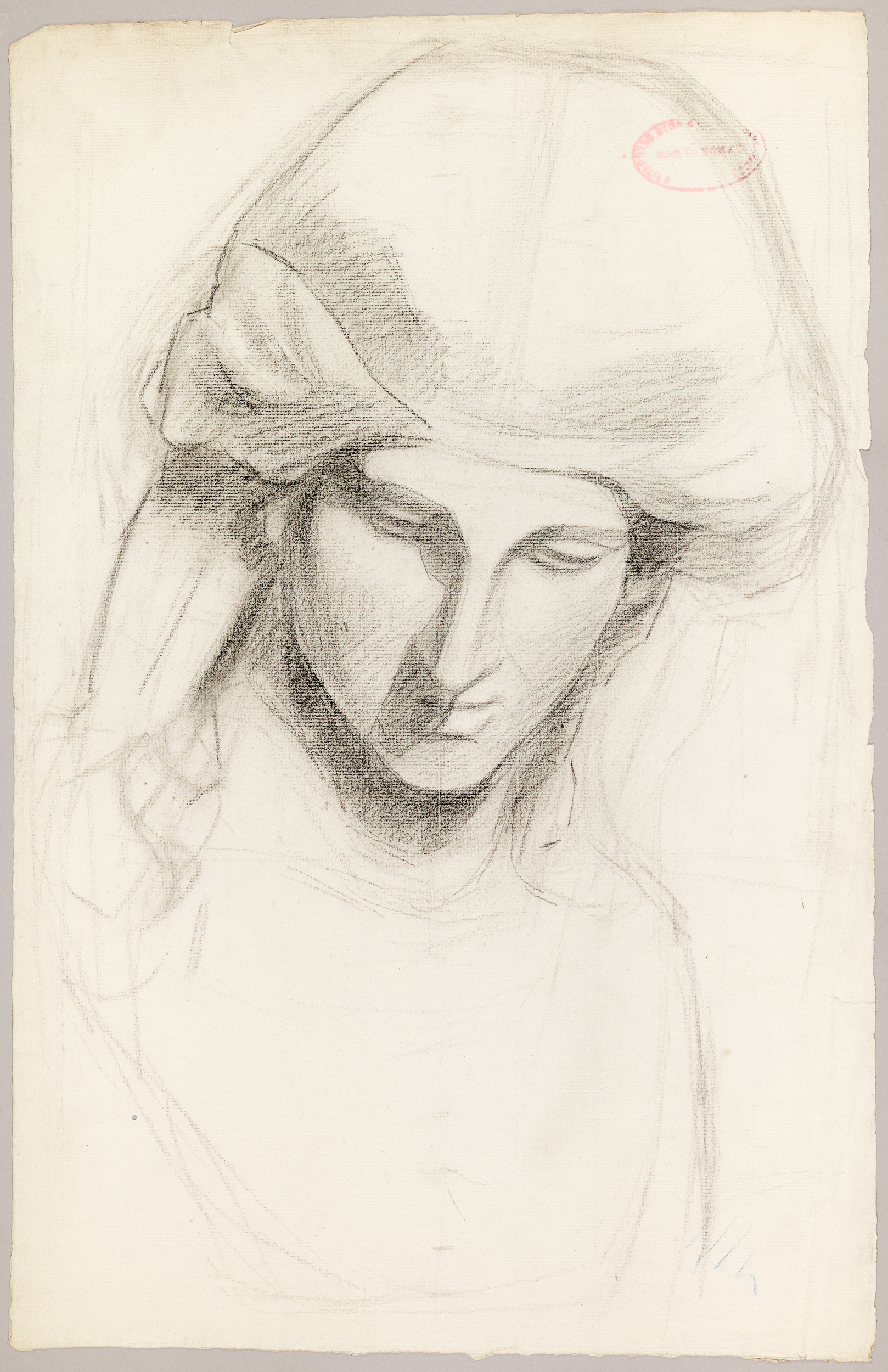 Étude de portrait en buste de face (titre factice), Jean Frélaut, 1897