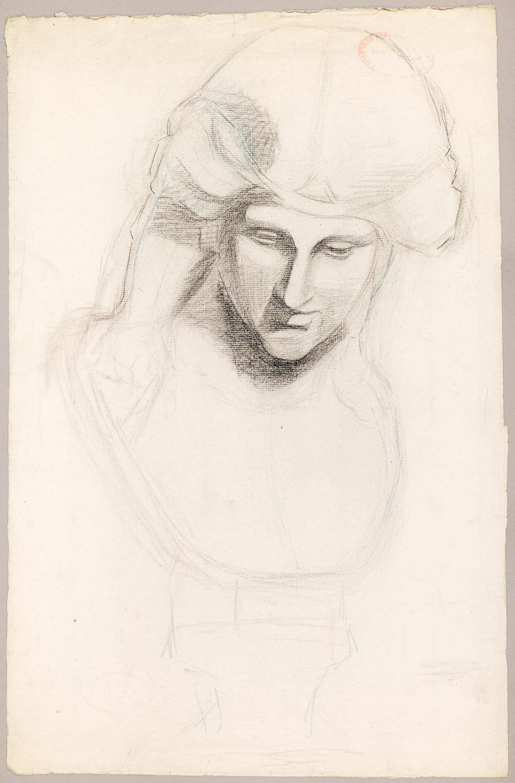 Étude de portrait en buste de face (recto), étude de buste (verso) (titre factice), Jean Frélaut, 1897