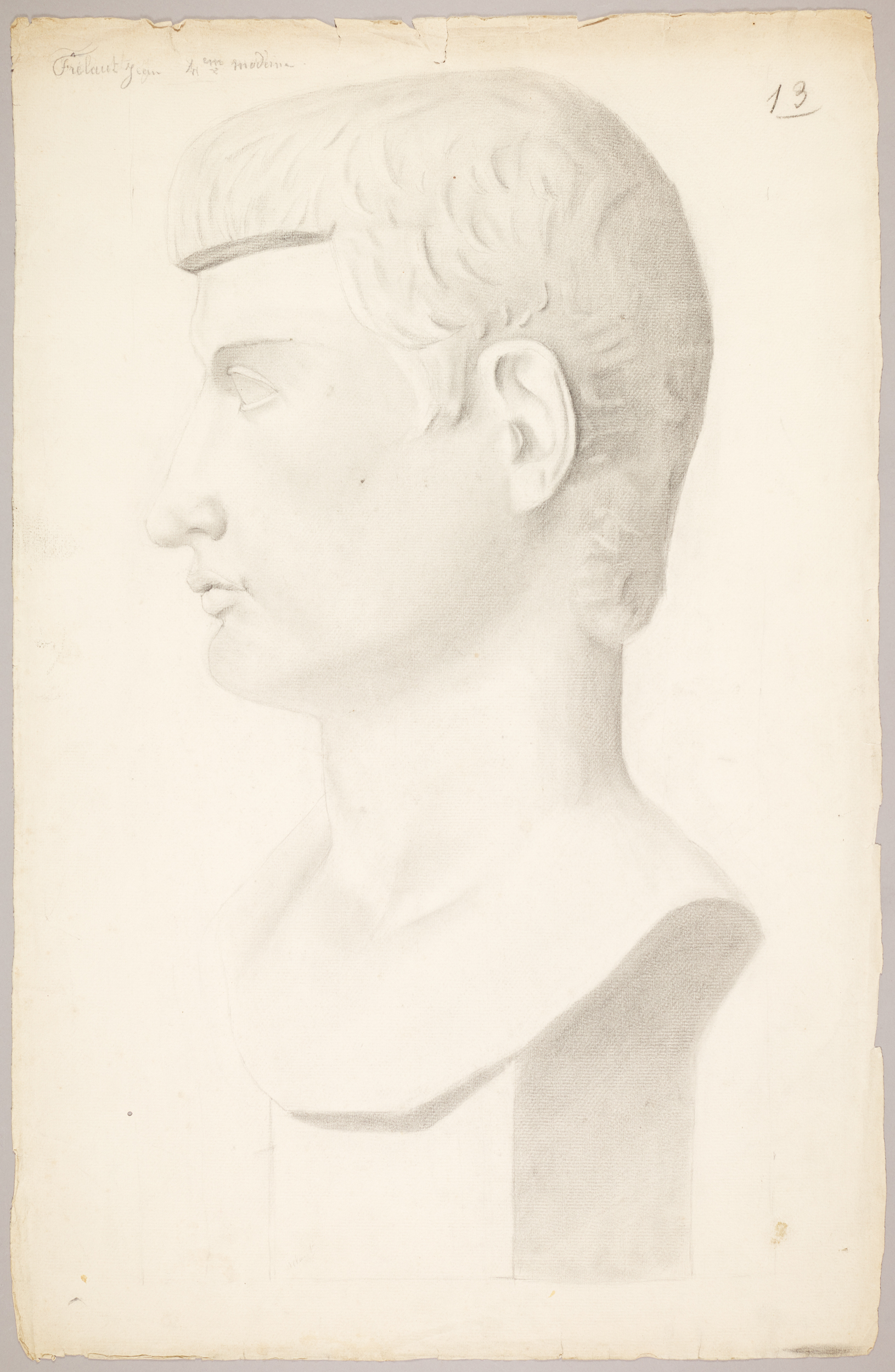 Étude de buste de profil (titre factice), Jean Frélaut, 19e siècle