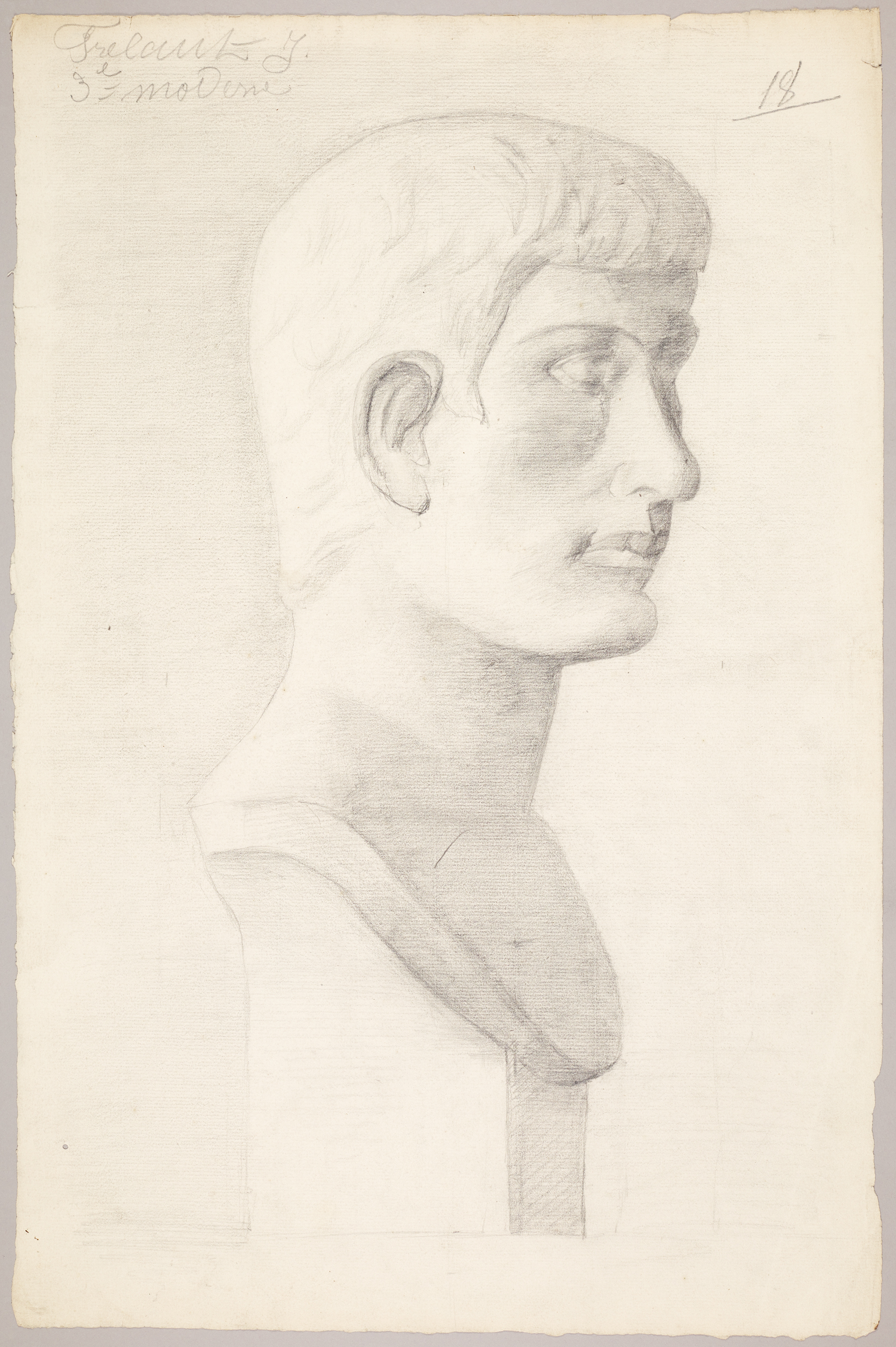 Étude de buste de profil (titre factice), Jean Frélaut, 19e siècle