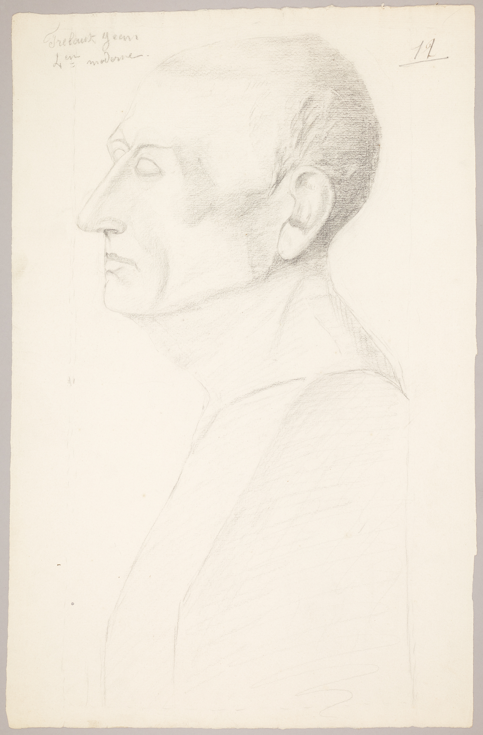 Étude de buste de profil (titre factice), Jean Frélaut, 19e siècle