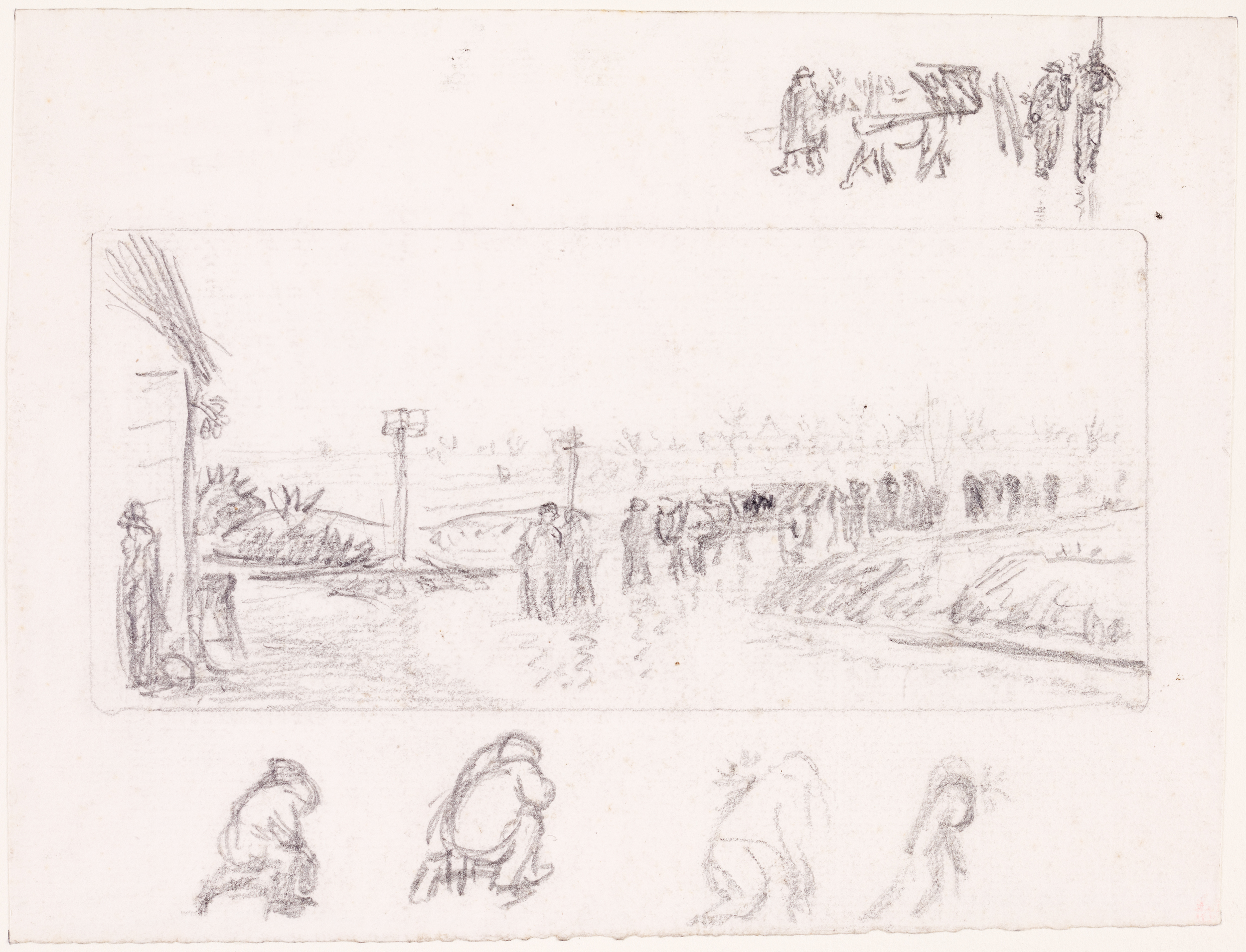 Étude pour la peinture "L'enterrement" (titre factice), Jean Frélaut, 1er quart 20e siècle