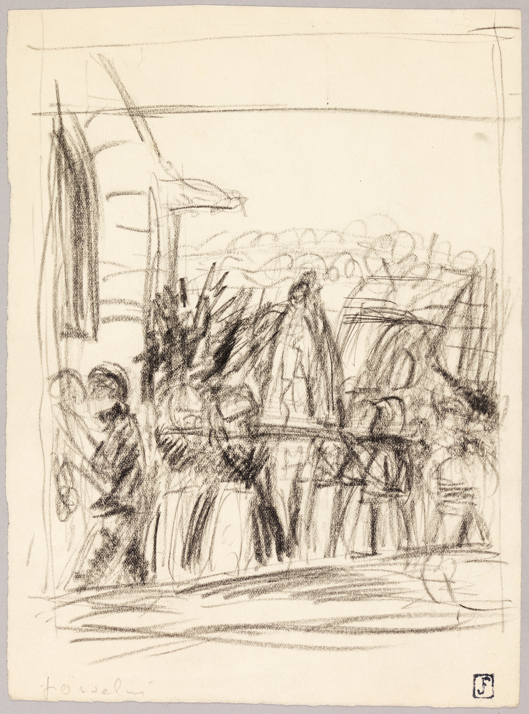 Procession de Josselin - Statue de la vierge en procession (titre factice), Jean Frélaut, 20e siècle