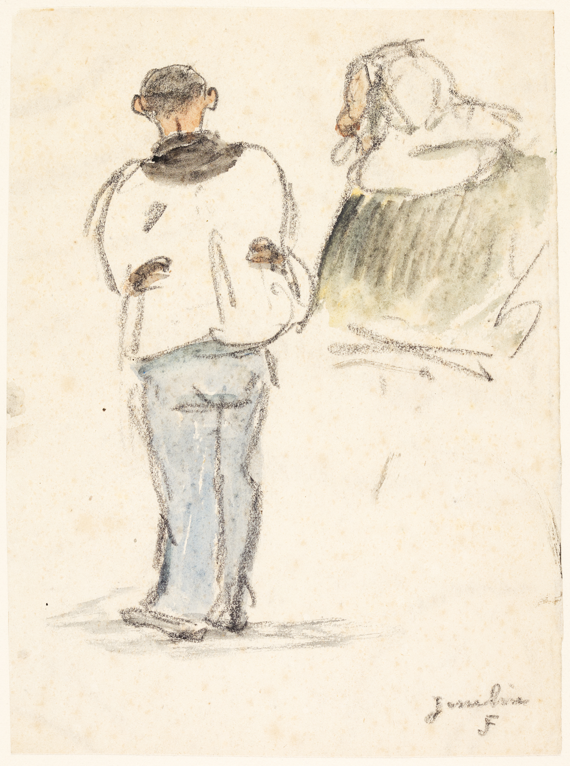 Procession de Josselin - Sacristain de dos (titre factice), Jean Frélaut, 20e siècle