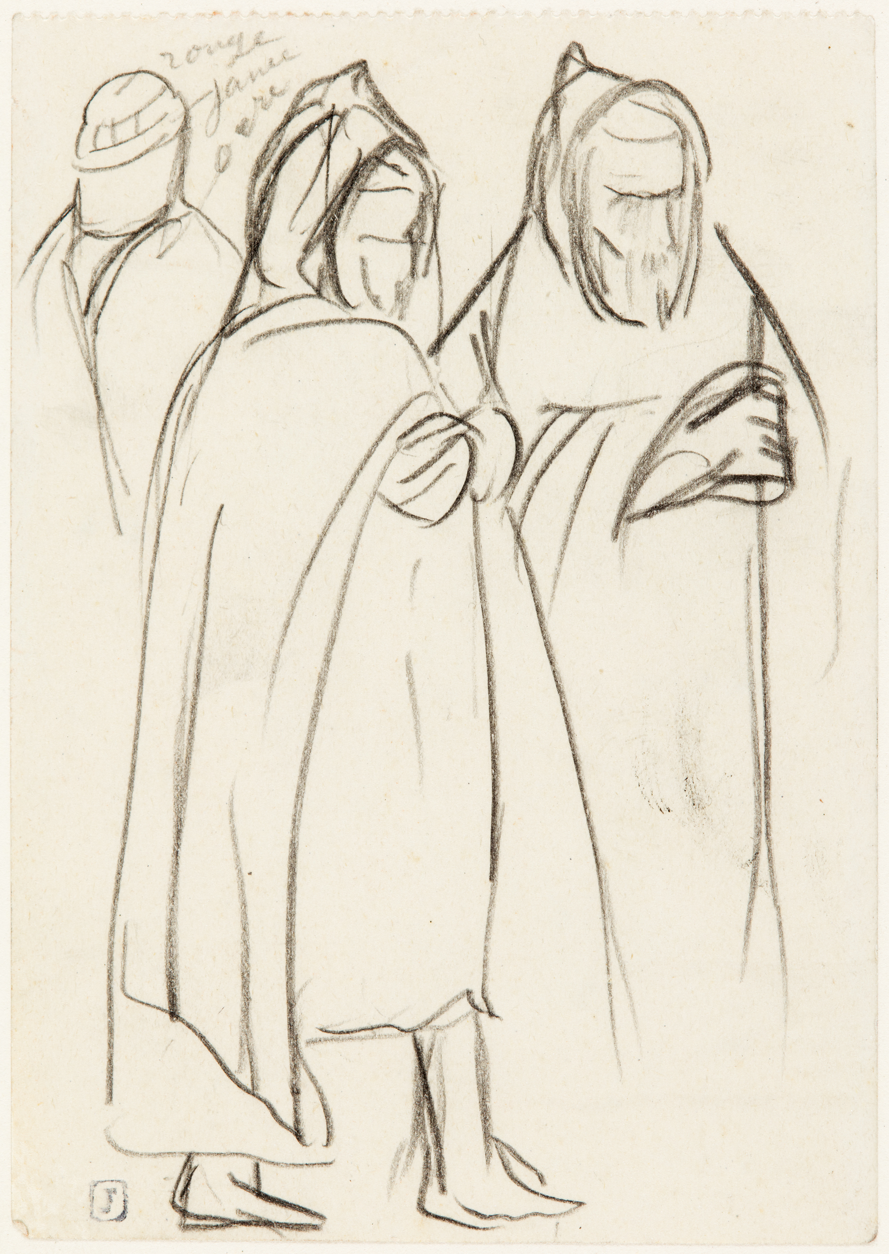 Dessin d'Algérie - Étude de personnages (titre factice), Jean Frélaut, 1ère moitié 20e siècle