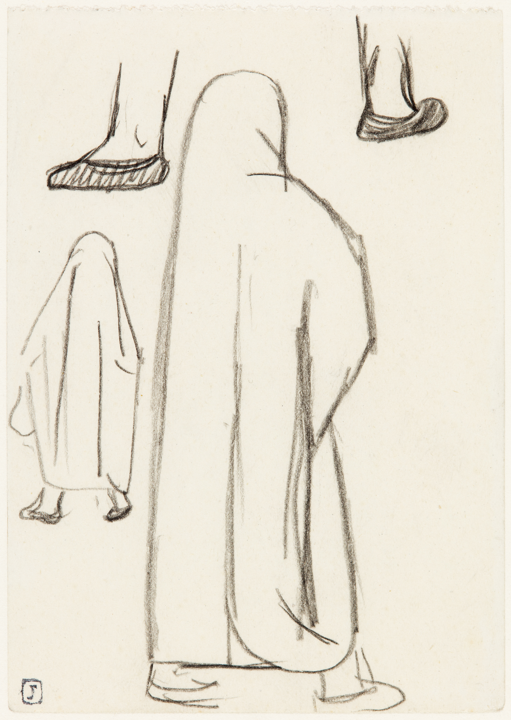 Dessin d'Algérie - Étude de personnages (titre factice), Jean Frélaut, 1ère moitié 20e siècle