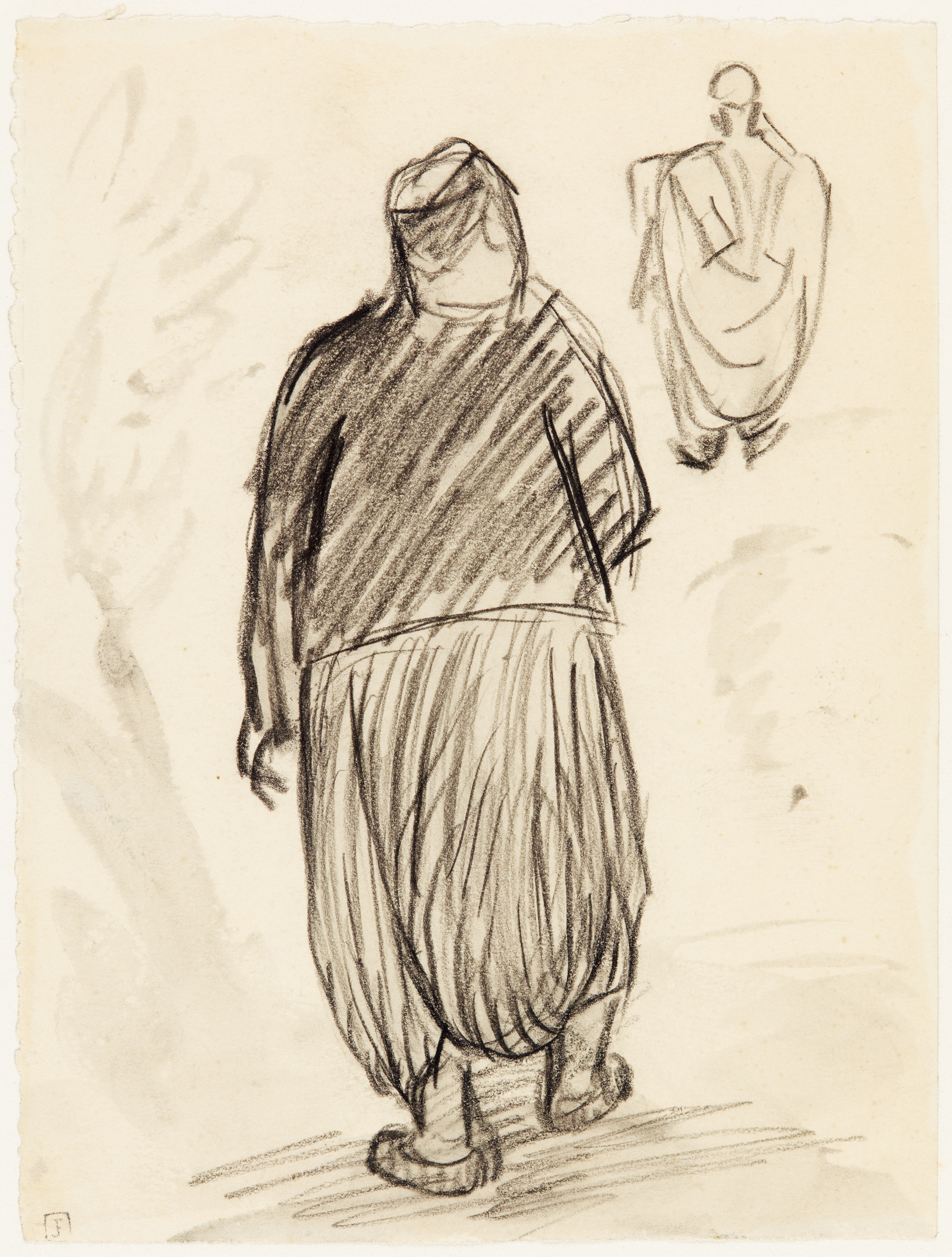 Dessin d'Algérie - Étude de personnages (titre factice), Jean Frélaut, 1ère moitié 20e siècle